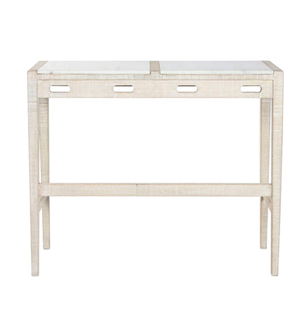 Home ESPRIT white dining table with natural wood finish, measuring 112 x 40 x 96 cm, with matching chairs in a modern kitchen setting