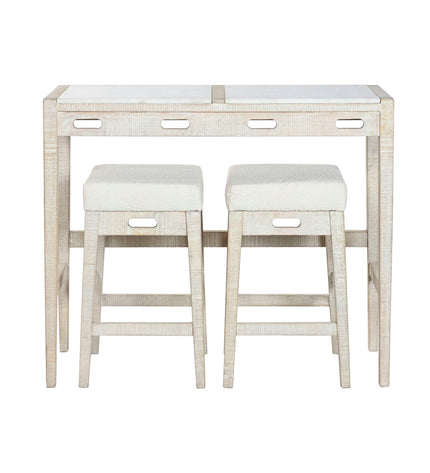 Home ESPRIT dining table with four white chairs, natural wood finish, measuring 112x40x96 cm, for home dining and kitchen use.