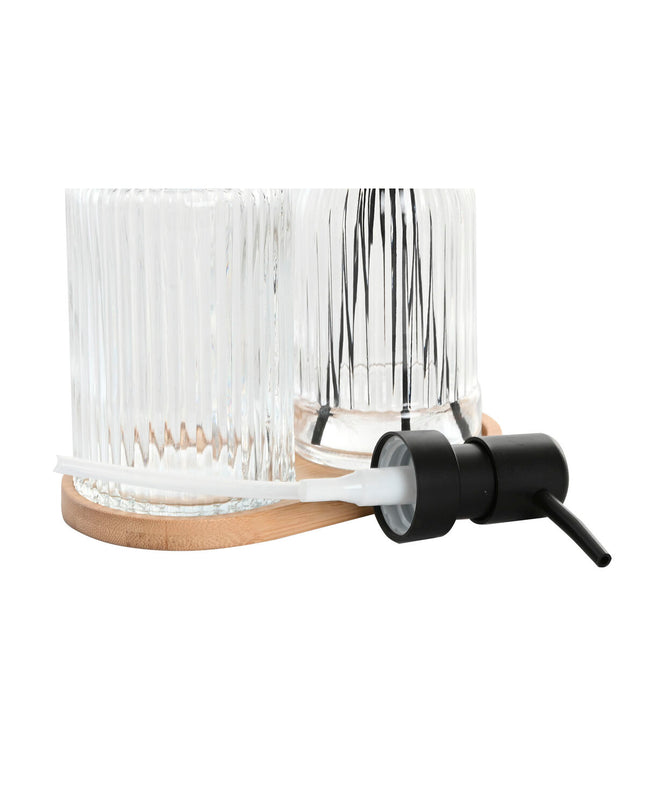 Home ESPRIT black and transparent bamboo crystal modern bathroom set with three pieces for home and cooking.