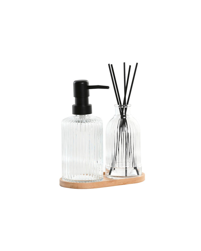 Home ESPRIT black and transparent bamboo crystal modern 3-piece bathroom set for home and cooking.