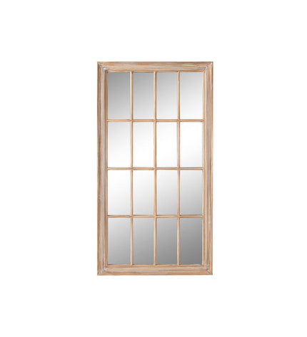 Home ESPRIT Wandspiegel Natuurlijk Venster Decapé, 68x4x128 cm, decorative mirror with natural wood finish and window-inspired design.