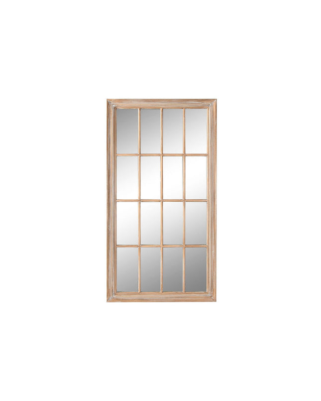 Home ESPRIT Wandspiegel Natuurlijk Venster Decapé, 68x4x128 cm, decorative mirror with natural wood finish and window-inspired design.
