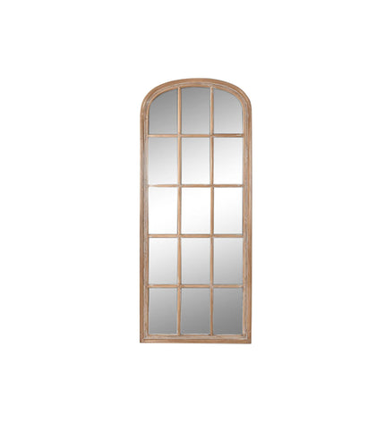 Home ESPRIT natural window-shaped wall mirror with decapé finish, measuring 70.5 x 4 x 170.5 cm, decorative house decor piece.