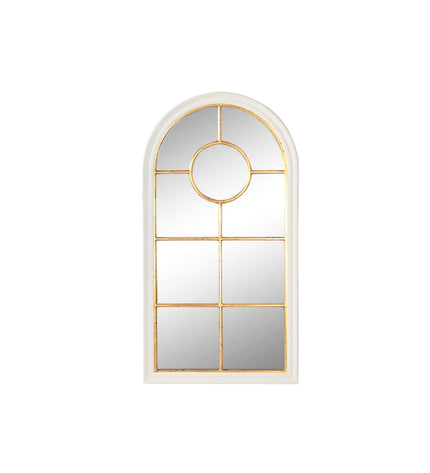 Home ESPRIT gold-framed wall mirror with window design, measuring 68 x 4 x 128 cm, perfect for home decor.