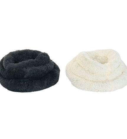 Two dark gray Home ESPRIT dog beds for small pets, measuring 73 x 64 x 16 cm, with soft fabric and cushioned interior.