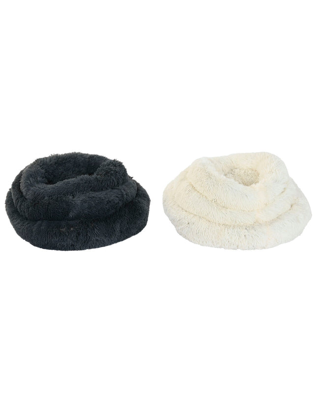 Two dark gray Home ESPRIT dog beds for small pets, measuring 73 x 64 x 16 cm, with soft fabric and cushioned interior.