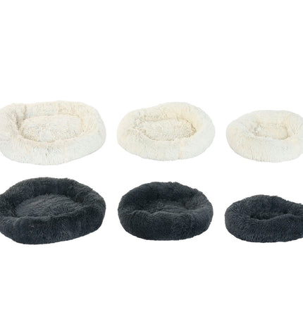 Two dark gray Home ESPRIT dog beds for small pets, measuring 73x64x16 cm, with soft fabric and cushioned interiors.