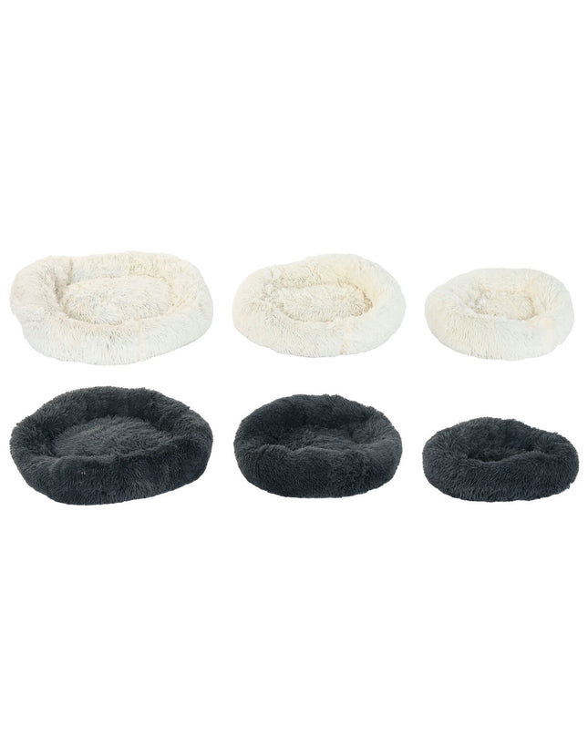 Two dark gray Home ESPRIT dog beds for small pets, measuring 73x64x16 cm, with soft fabric and cushioned interiors.