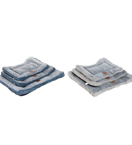Two blue and grey Home ESPRIT hondenbeden for small dogs, 85x70x8 cm, shown in light grey and dark grey colors.