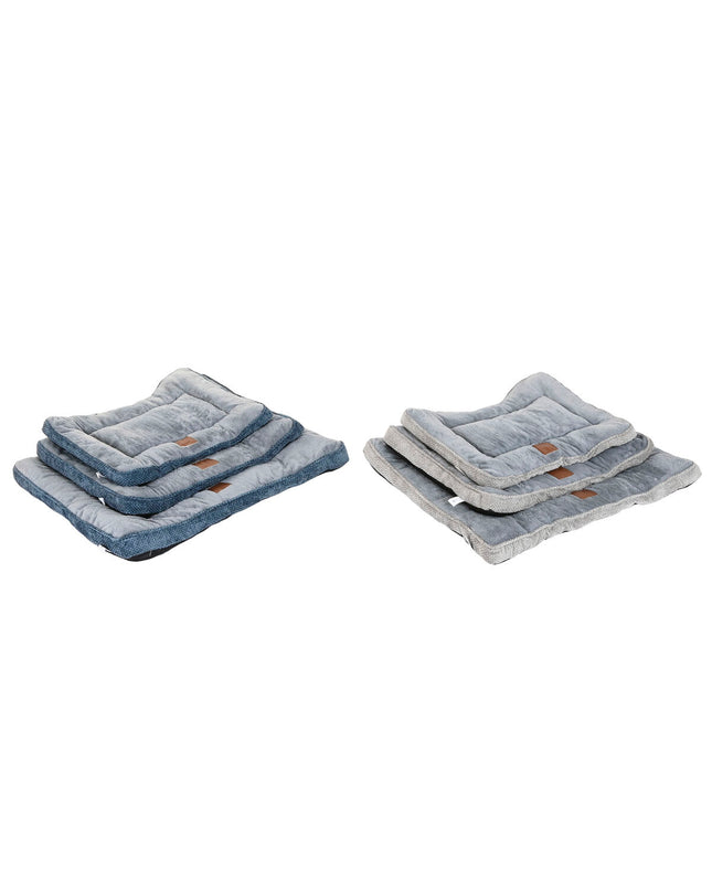 Two blue and grey Home ESPRIT hondenbeden for small dogs, 85x70x8 cm, shown in light grey and dark grey colors.