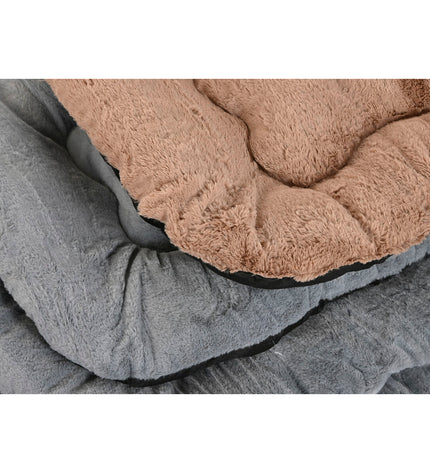 Home ESPRIT dog beds in brown, beige, light gray, and dark gray, 90x63x10 cm, set of 2 for small pets.