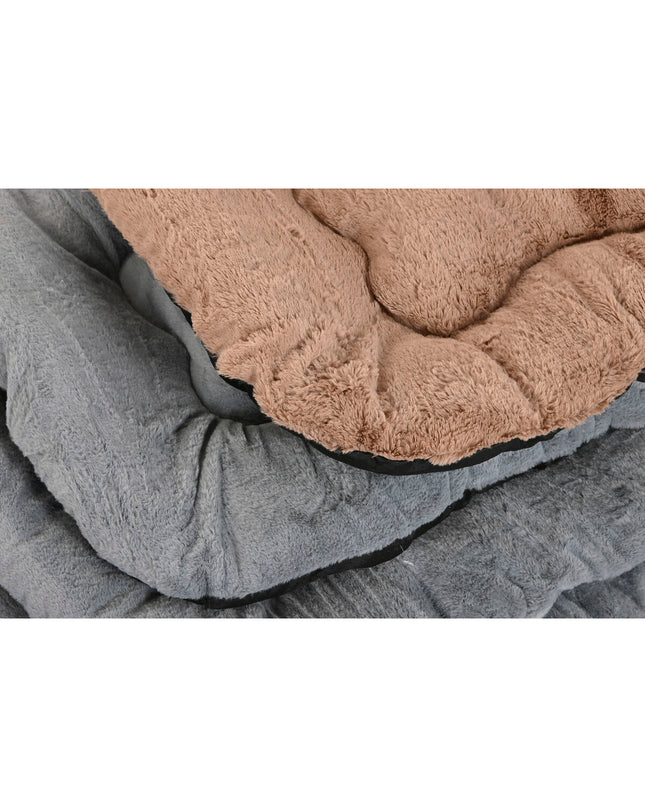 Home ESPRIT dog beds in brown, beige, light gray, and dark gray, 90x63x10 cm, set of 2 for small pets.