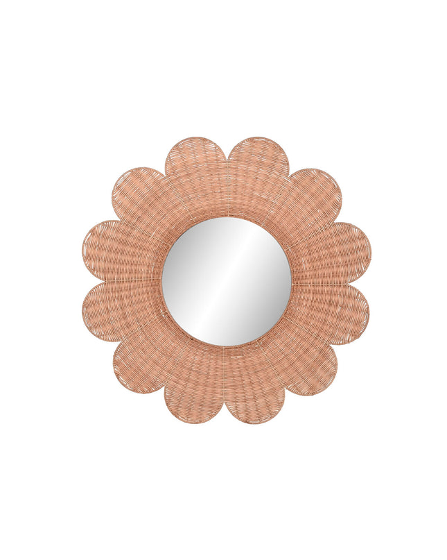 Home ESPRIT Wandspiegel in bruin natuurlijk tropisch style, 98x98 cm, round mirror with wooden frame for home decor.