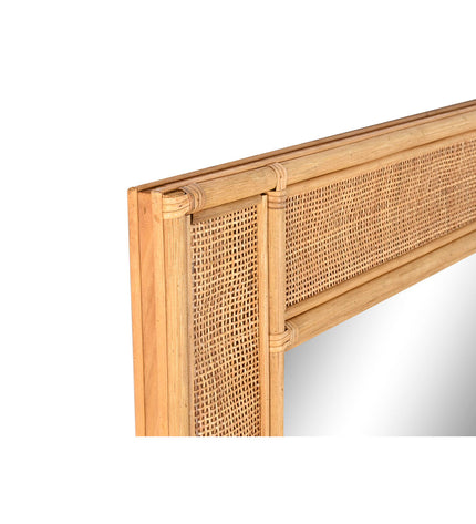 Home ESPRIT light brown tropical wall mirror with natural wood frame, ideal for home decor and interior design.
