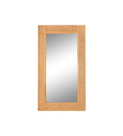 Home ESPRIT light brown tropical round wall mirror for home decor, featuring natural wood frame and stylish design.