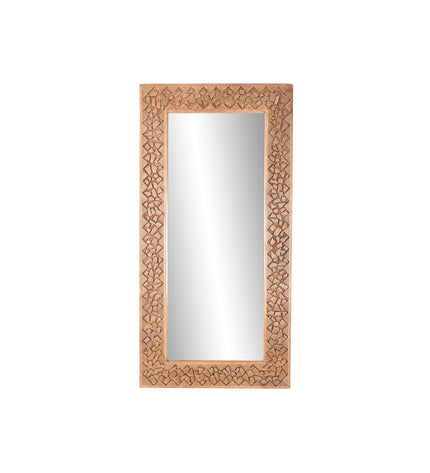 Home ESPRIT natural modern wall mirror with wooden frame, measures 91x5x183.5 cm, suitable for home decor and interior design.