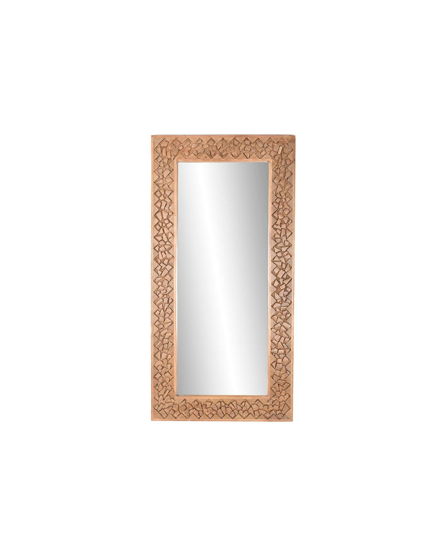 Home ESPRIT natural modern wall mirror with wooden frame, measures 91x5x183.5 cm, suitable for home decor and interior design.