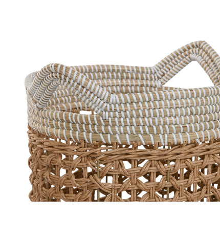Natural paper and sea grass basket spelset by Home ESPRIT, two-piece storage and organization baskets for home and kitchen.