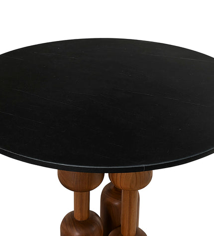 Home ESPRIT black and natural marble dining table with acacia wood legs, 106x106x76 cm, sturdy and stylish home furniture.