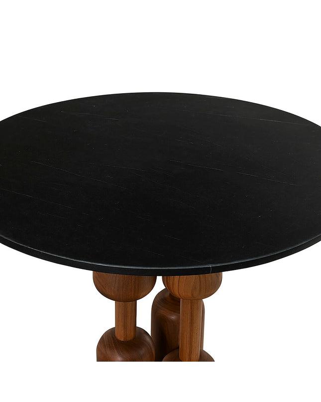 Home ESPRIT black and natural marble dining table with acacia wood legs, 106x106x76 cm, sturdy and stylish home furniture.