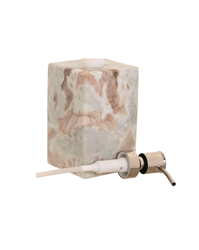 Home ESPRIT marble soap dispenser for bathroom and kitchen, white and brown, modern design, 7.5x7.5x18 cm