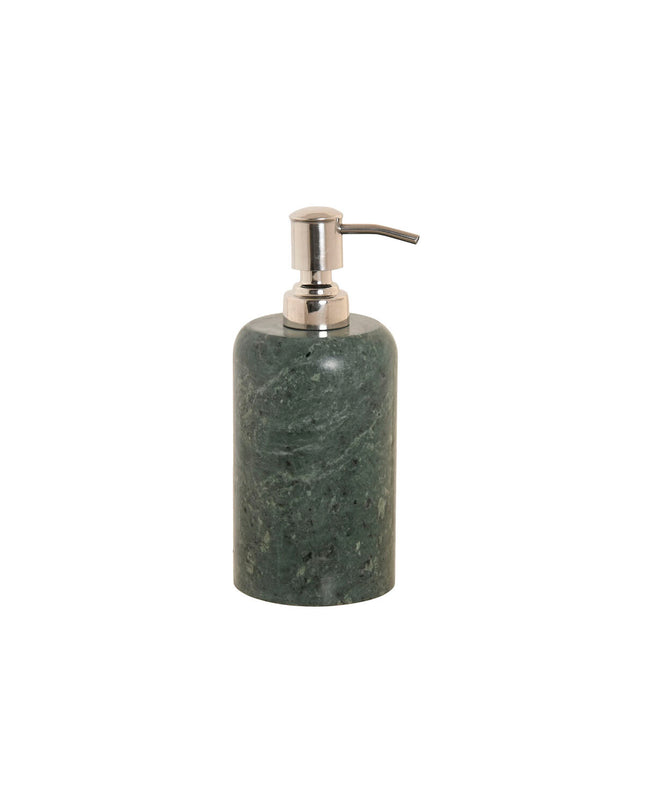 Home ESPRIT green and silver soap dispenser for bathroom, made of stainless steel and marble, 7.5 x 7.5 x 18 cm.