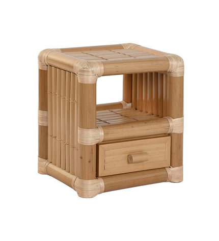 Home ESPRIT nightstand in wood finish, measuring 50 x 40 x 55 cm, with a modern design for bedroom or living room use.