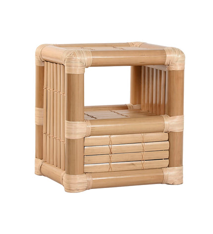 Home ESPRIT nightstand with 50x40x55 cm dimensions, featuring a modern design and wooden finish for bedroom decor.