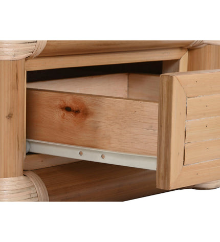 Home ESPRIT nightstand, 50x40x55 cm, wooden bedside table with a modern design, featuring a drawer and open shelf.