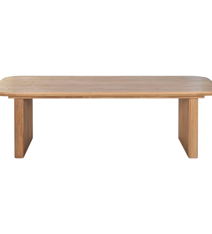 Home ESPRIT teak dining table with 250x100x77 cm dimensions, showcasing its sturdy teakwood surface and modern design.