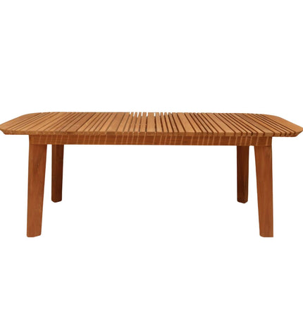 Home ESPRIT teakhouten eettafel 200x90x74 cm met een natuurlijke afwerking en stevige houten poten, geschikt voor moderne eetkamers.