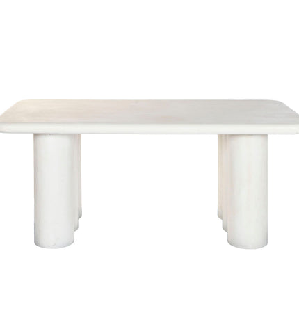 Home ESPRIT white wooden dining table with MDF surface, measuring 180x90x76 cm, suitable for home and kitchen use.