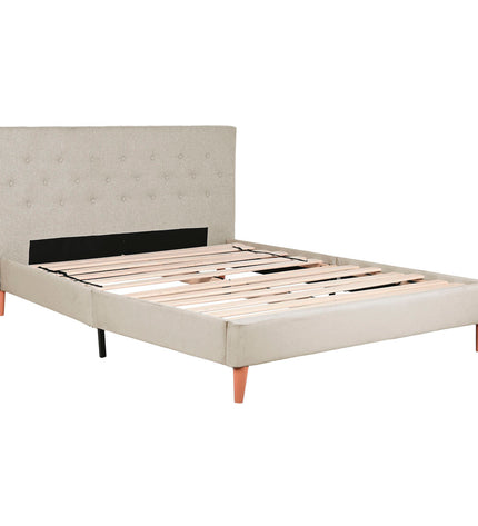 Home ESPRIT beige bed with dimensions 170x219x104 cm, featuring a cozy, modern design for bedroom comfort.