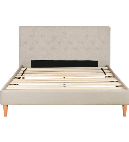 Home ESPRIT beige bed with dimensions 170x219x104 cm, featuring a simple, modern design for home bedroom decor.