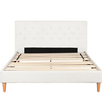 Home ESPRIT beige bed in a spacious bedroom with a 170x219x104 cm frame, showcasing a modern, comfortable design.