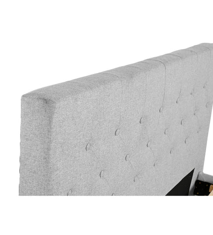 Home ESPRIT light gray bed measuring 170x219x104 cm, featuring a modern design and sturdy wooden frame.