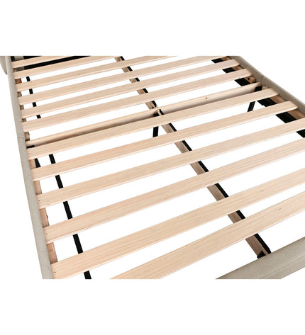 Home ESPRIT beige bed with dimensions 170x219x104 cm, showing the modern headboard and comfortable design.