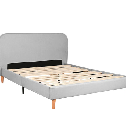 Home ESPRIT light gray bed in a spacious bedroom with a modern design, measuring 170x219x104 cm.