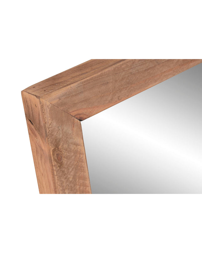 Home ESPRIT Alpino round wall mirror, natural wood frame, 100x60 cm, ideal for home decor and interior styling.