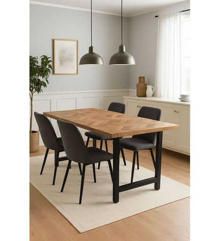 Home ESPRIT Eettafel with acacia wood top, metal frame, 180x90x76 cm, ideal for dining and home kitchen spaces.