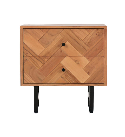 Home ESPRIT nightstand in wood finish, measuring 50x40x50 cm, with a modern design and storage drawer.