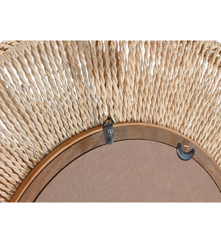 Home ESPRIT natural cottage wall mirror, 73x7x73 cm, featuring a rustic wooden frame and classic design for home decor.