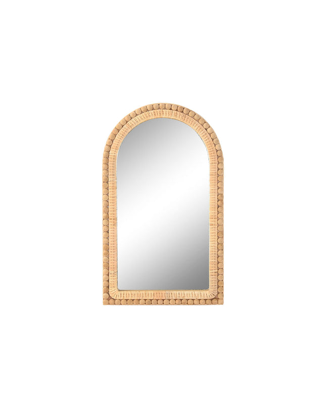 Home ESPRIT Wandspiegel Natuurlijk Scandi 48x3x80 cm, round wooden mirror for modern home decor and interior design.