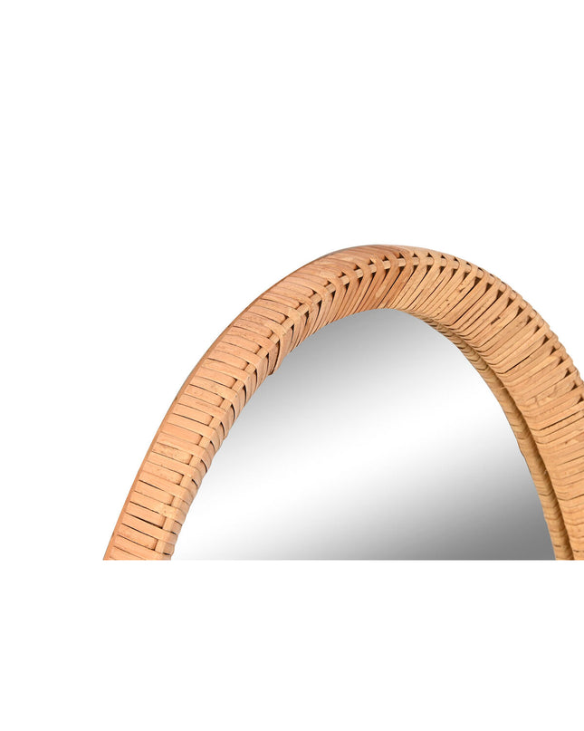 Home ESPRIT Wandspiegel in Scandinavisch stijl, 53x4.5x85 cm, round mirror with natural wooden frame for home decor.