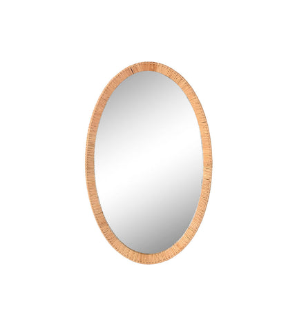 Home ESPRIT Wandspiegel in Scandinavisch stijl, 53x4.5x85 cm, round mirror with natural wood frame for modern home decor.