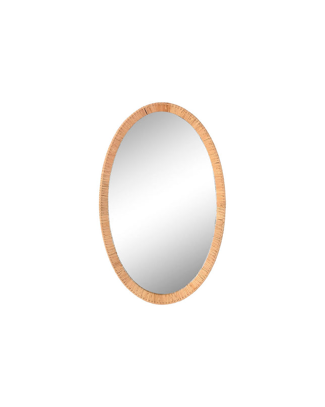 Home ESPRIT Wandspiegel in Scandinavisch stijl, 53x4.5x85 cm, round mirror with natural wood frame for modern home decor.