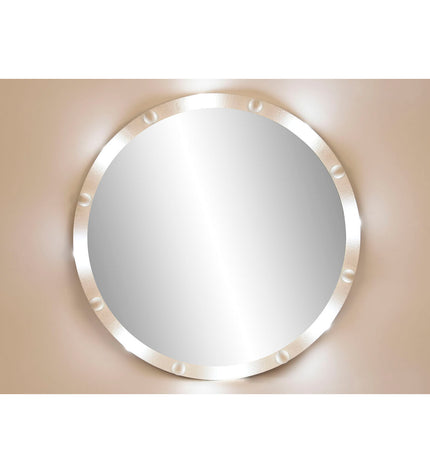 Modern Home ESPRIT Wandspiegel in wit, 100x7.5x100 cm, round decorative wall mirror for home decor.