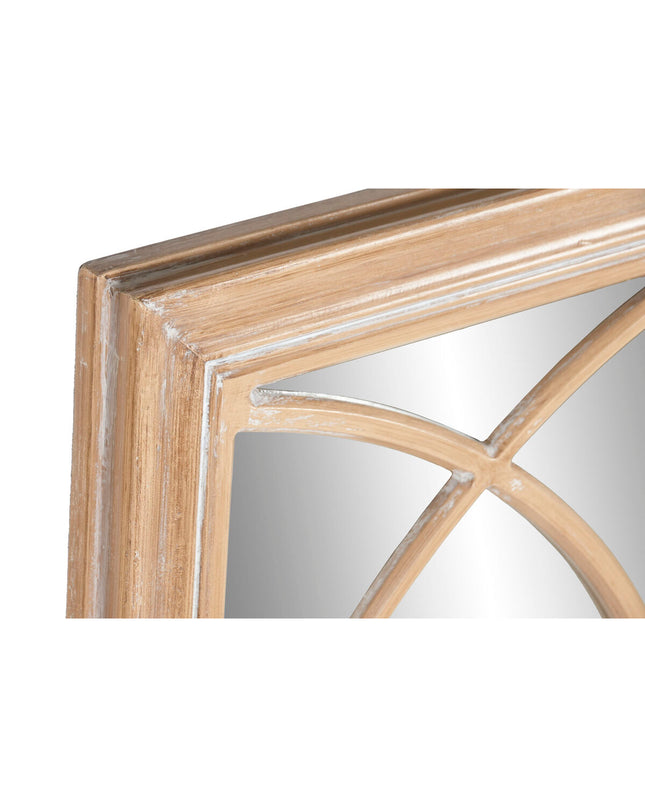Home ESPRIT natural window-style wall mirror, decorative house and kitchen decor with a round reflective surface.