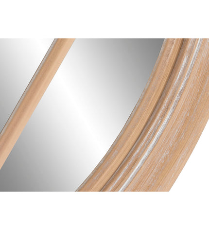 Home ESPRIT Wandspiegel in natuurlijk decapé with a round mirror and elegant wooden frame, ideal for home decor and interior styling.