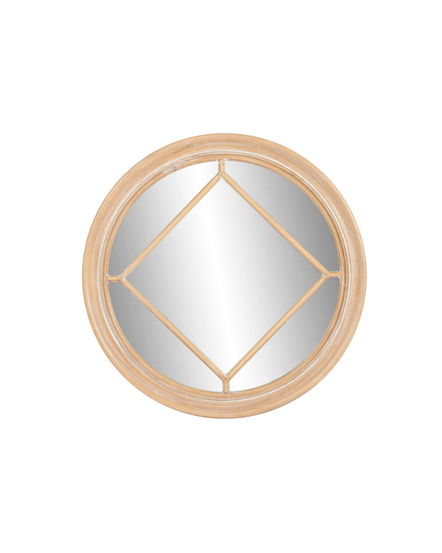 Home ESPRIT Wandspiegel Natuurlijk Decapé, round decorative mirror with natural wood finish, suitable for home decor and kitchen space.